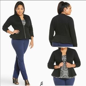 Torrid black quilted peplum zip up jacket